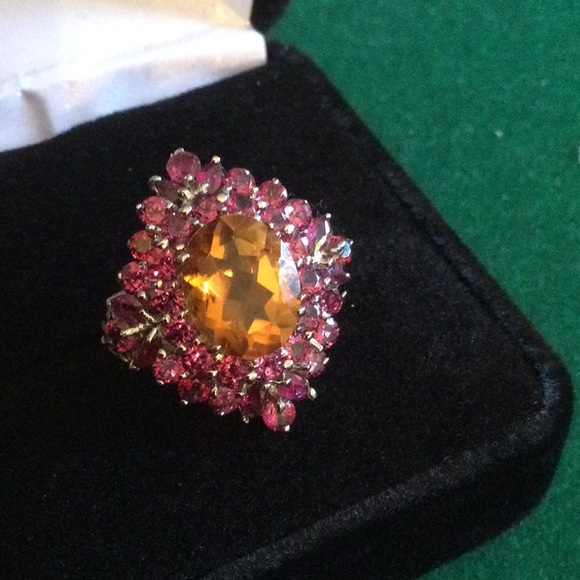 Atlanta Gem & Mineral Show Jewelry - Gorgeous Genuine Citrine & Pink Sapphire Ring